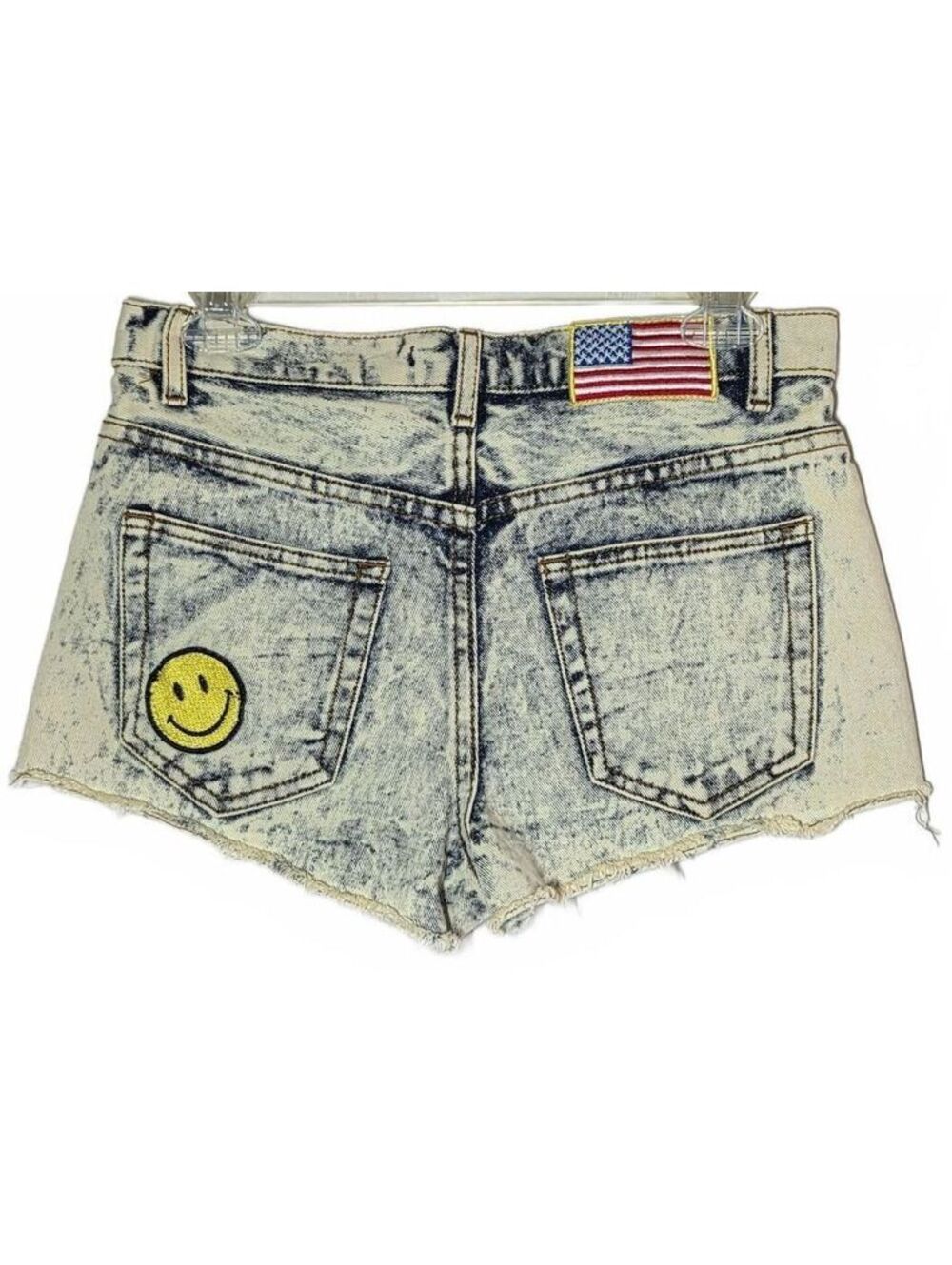 Y2K Acid Wash Studded Denim Cutoff Shorts Grunge Sleeze Forever 21 Size 26
